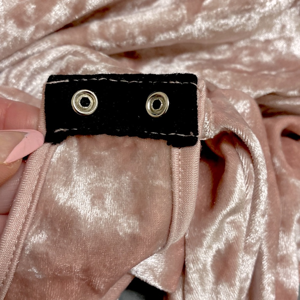 Light Pink Velvet Velour Body Suit - Picture 12 of 16